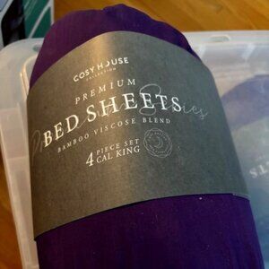 Cosy House Collection Luxury Bamboo Viscose Sheets 4 PC Set Cal King Dark Purple
